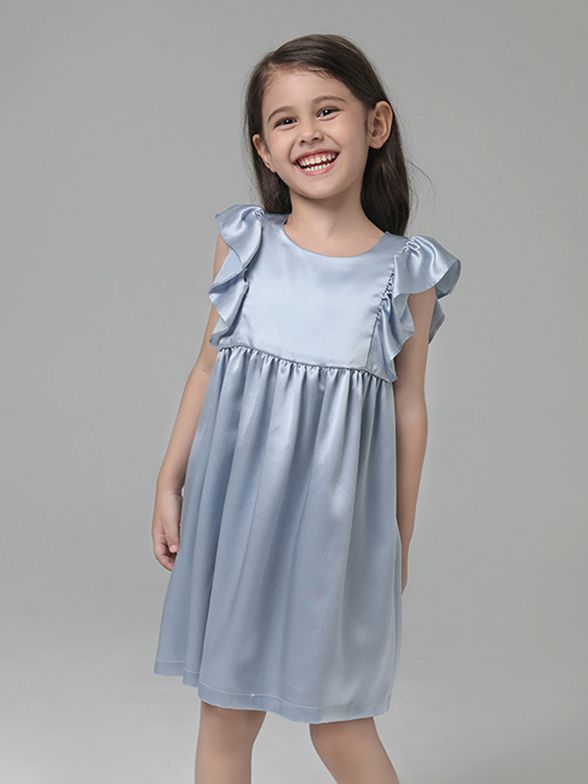 19 Momme Girls Nice Silk Nightgown With Ruffles